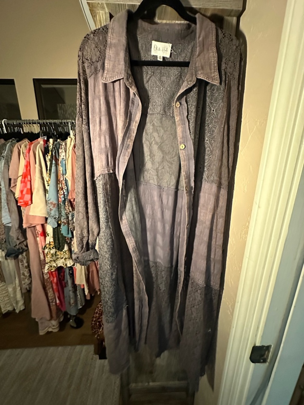 Oli & Hali Mauve Lace Panel Long Shirt Dress